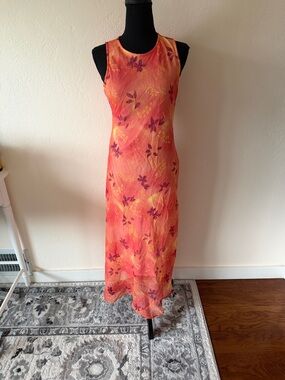 Y2K My Michelle Sleeveless Orange Floral Maxi Dress SIZE 5/6